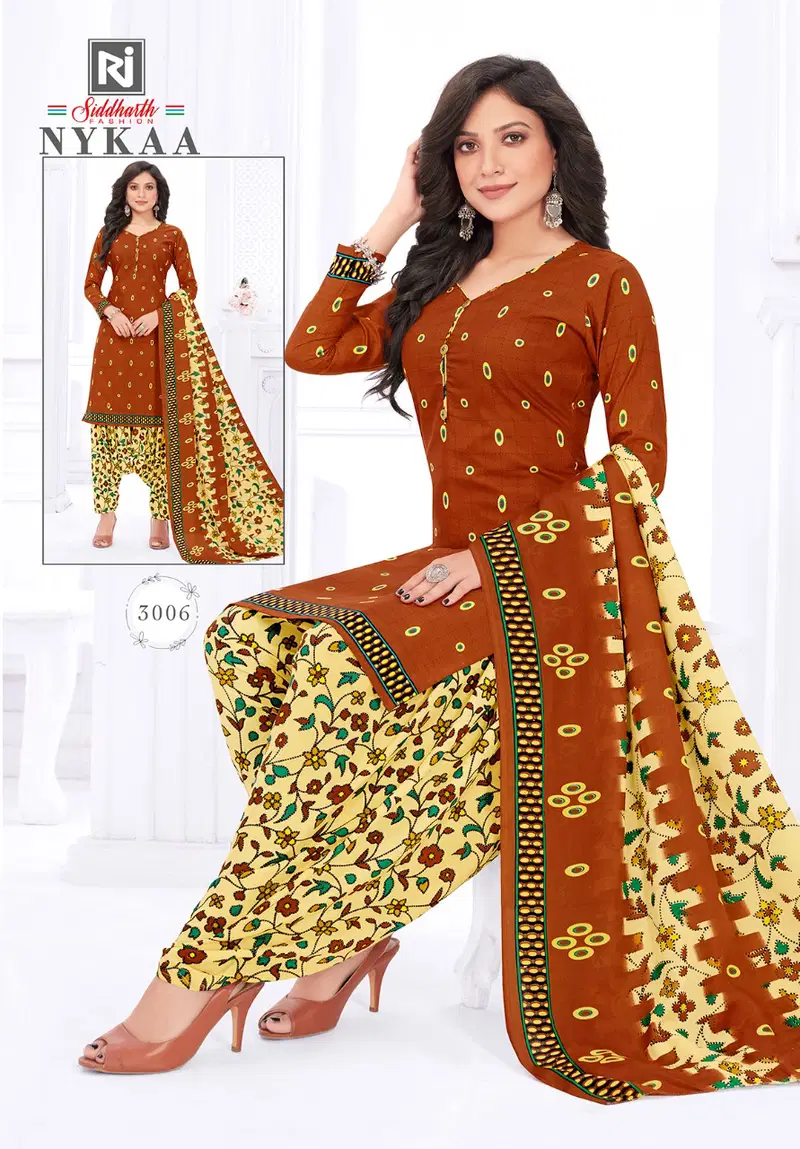 Siddharth Nykaa 3 Printed Cotton Casual Daily Wear Dress Material Collection